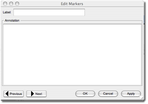 Edit Markers window
